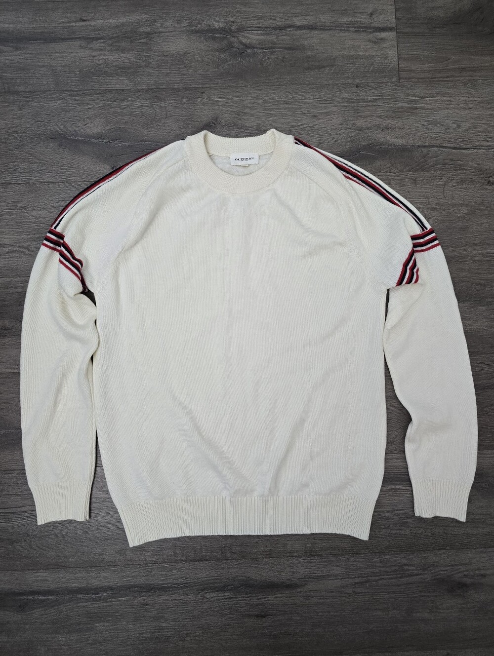Octobre Editions Merino Wool Men's Sweater Size Medium Racing Stripes Quiet Lux